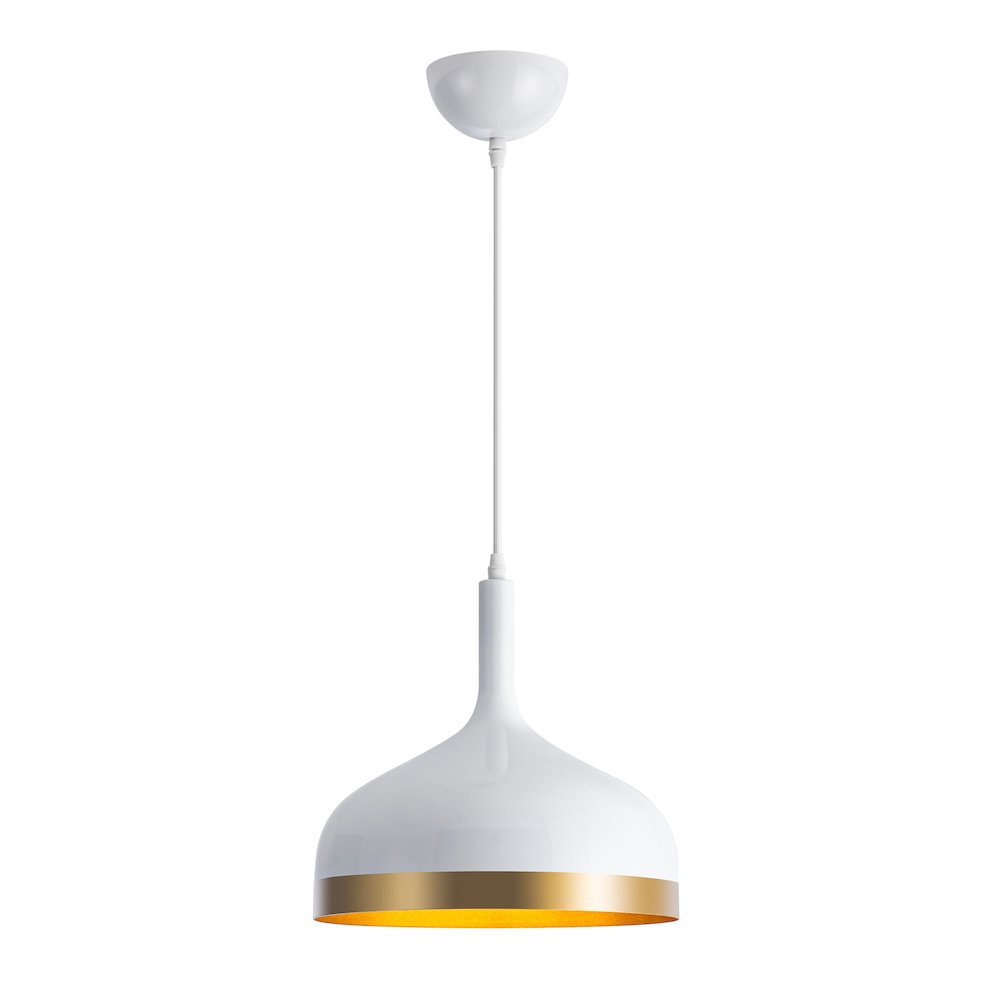 Dash Collection 1Light Pendant, White & Gold. Picture 1