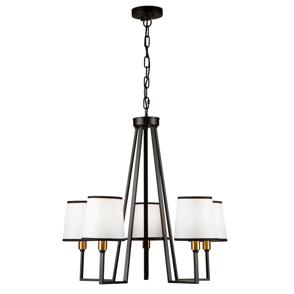 Coco 5 Light Chandelier Black and Gold. Picture 1