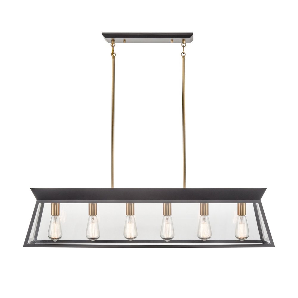 Lucian Linear Island Chandelier Black and Brushed Brass. Picture 3
