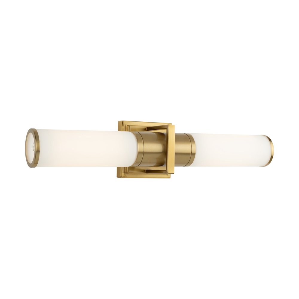 Positano Collection 2Light Bathroom Vanity Light Brushed Brass and White Glass. Picture 2