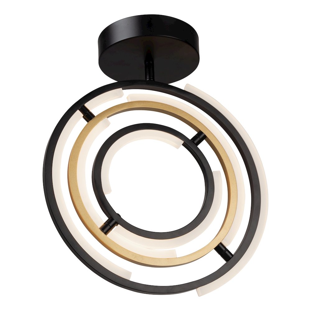 Trilogy Collection Integrated LED SemiFlush Mount, Black & Brass. Picture 6