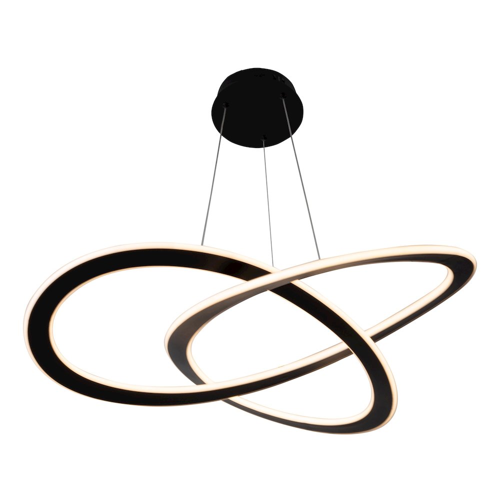 Wave Collection Integrated LED Chandelier, Black. Picture 5
