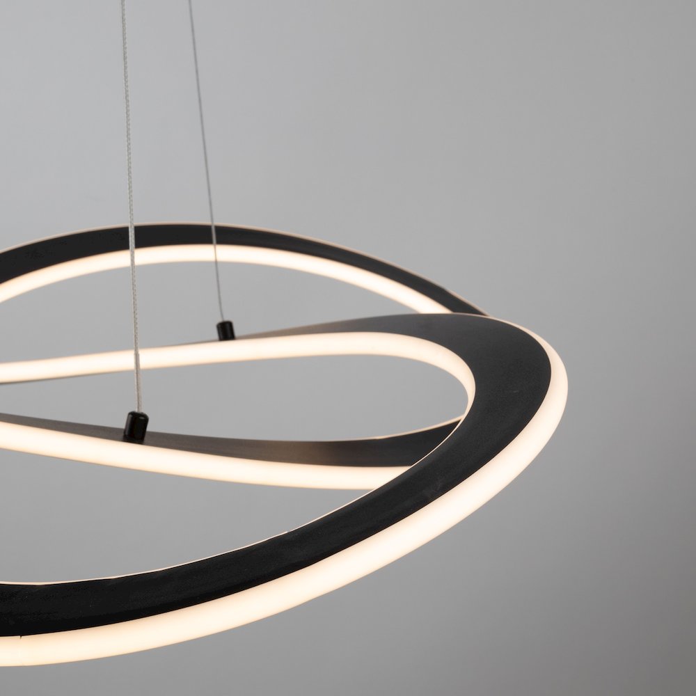 Wave Collection Integrated LED Chandelier, Black. Picture 8