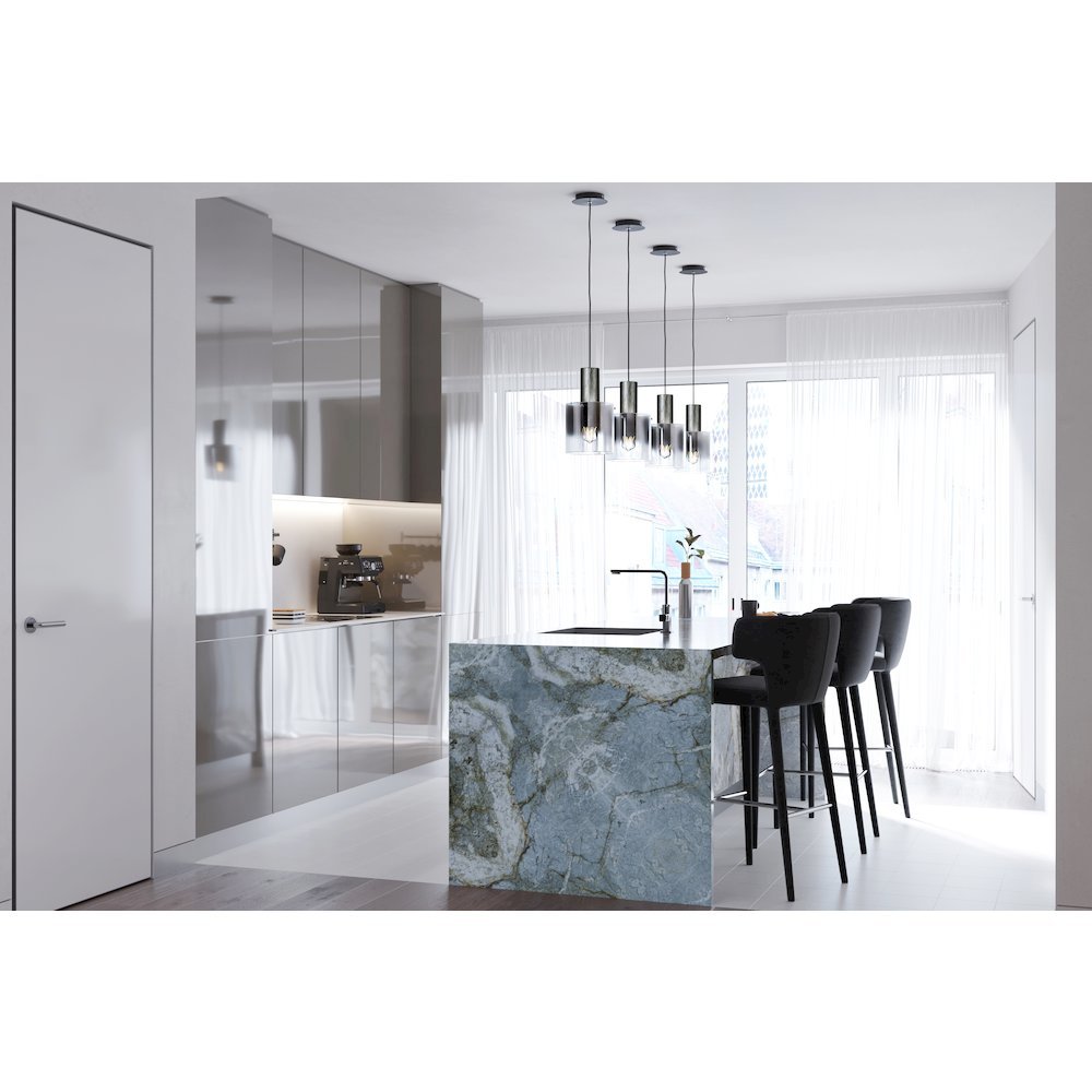 Henley 1 Light Pendant (Satin Black & Smoke Glass). Picture 3