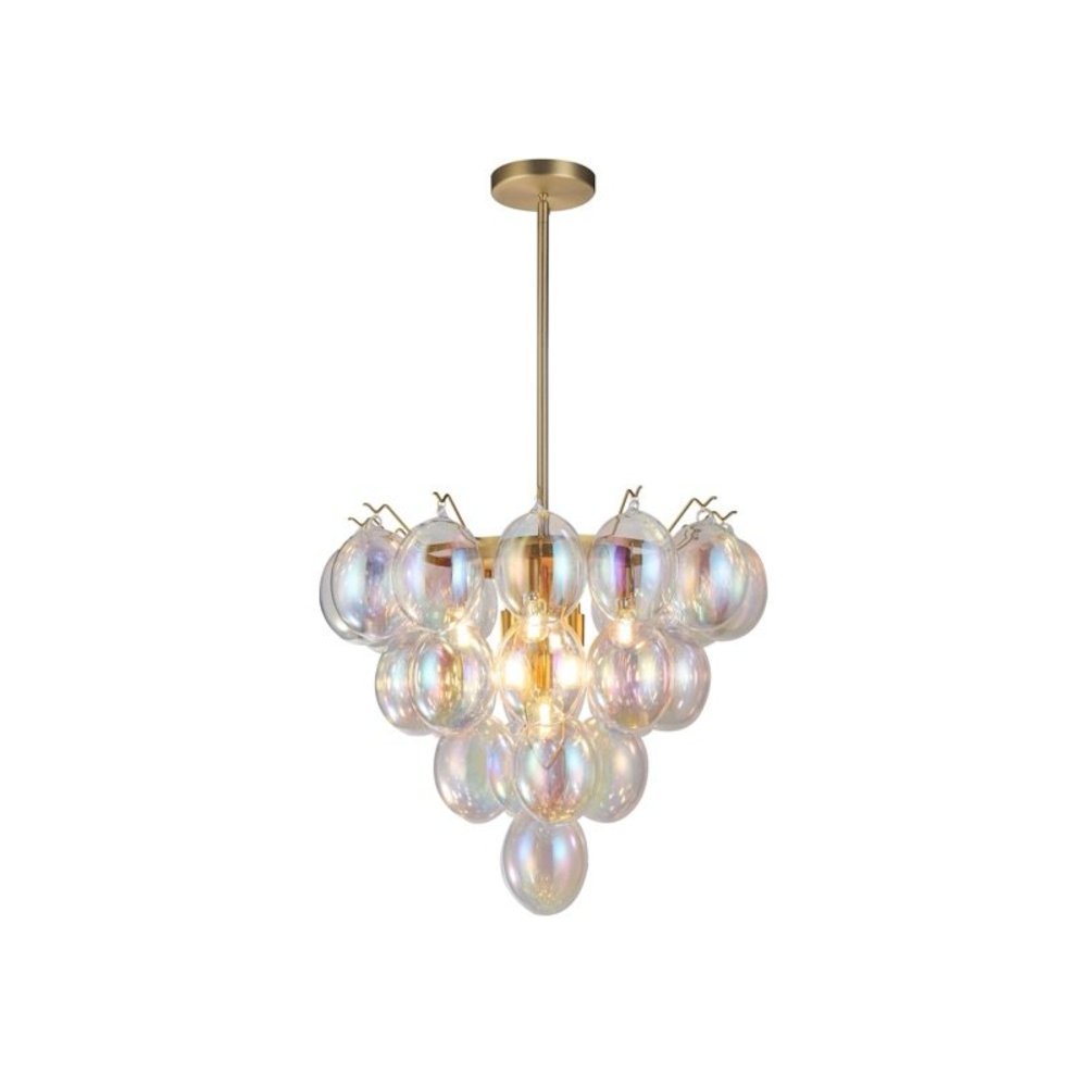 Globo Collection 9Light Chandelier Iridescent and Brass. Picture 1