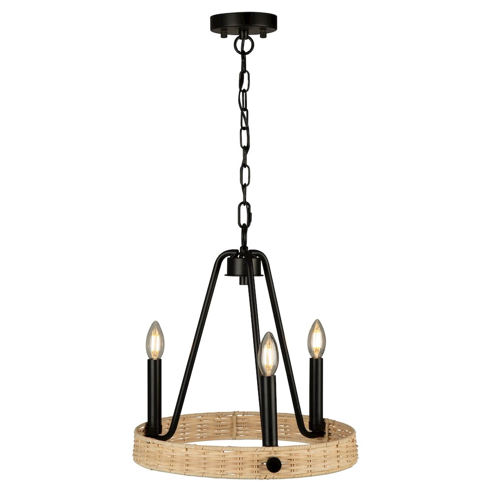 Perris 3 Light Chandelier Black. Picture 4