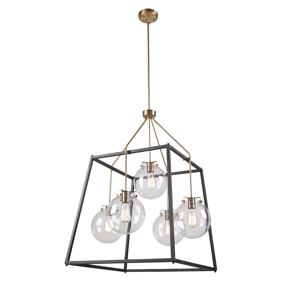 Bridgetown 5 Light Chandelier (Black & Harvest Brass). Picture 1