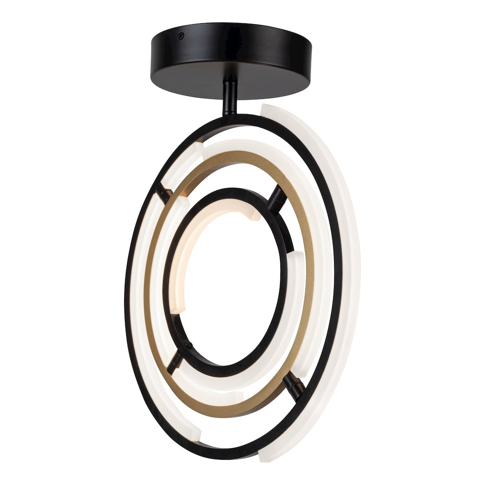 Trilogy Collection Integrated LED SemiFlush Mount, Black & Brass. Picture 4