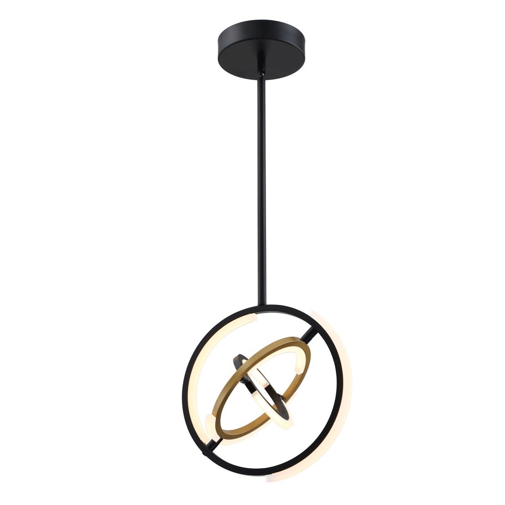 Trilogy Collection Integrated LED 13 in. Pendant, Black and Gold. Picture 1