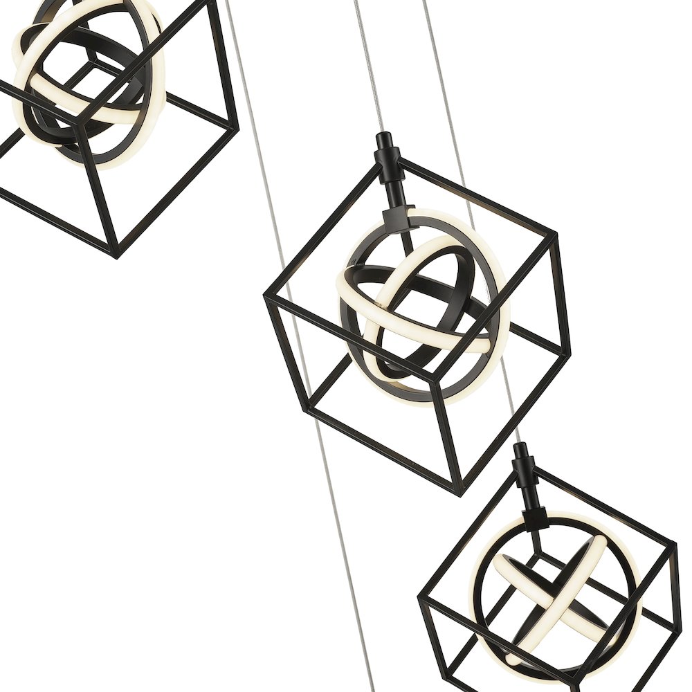 Tulip Collection Integrated LED 5Light Pendant, Matte Black. Picture 4