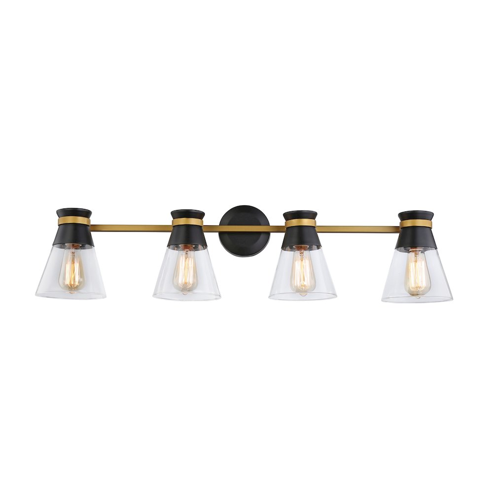 Kanata Collection 4Light Vanity Light, Black & Brushed Brass. Picture 3