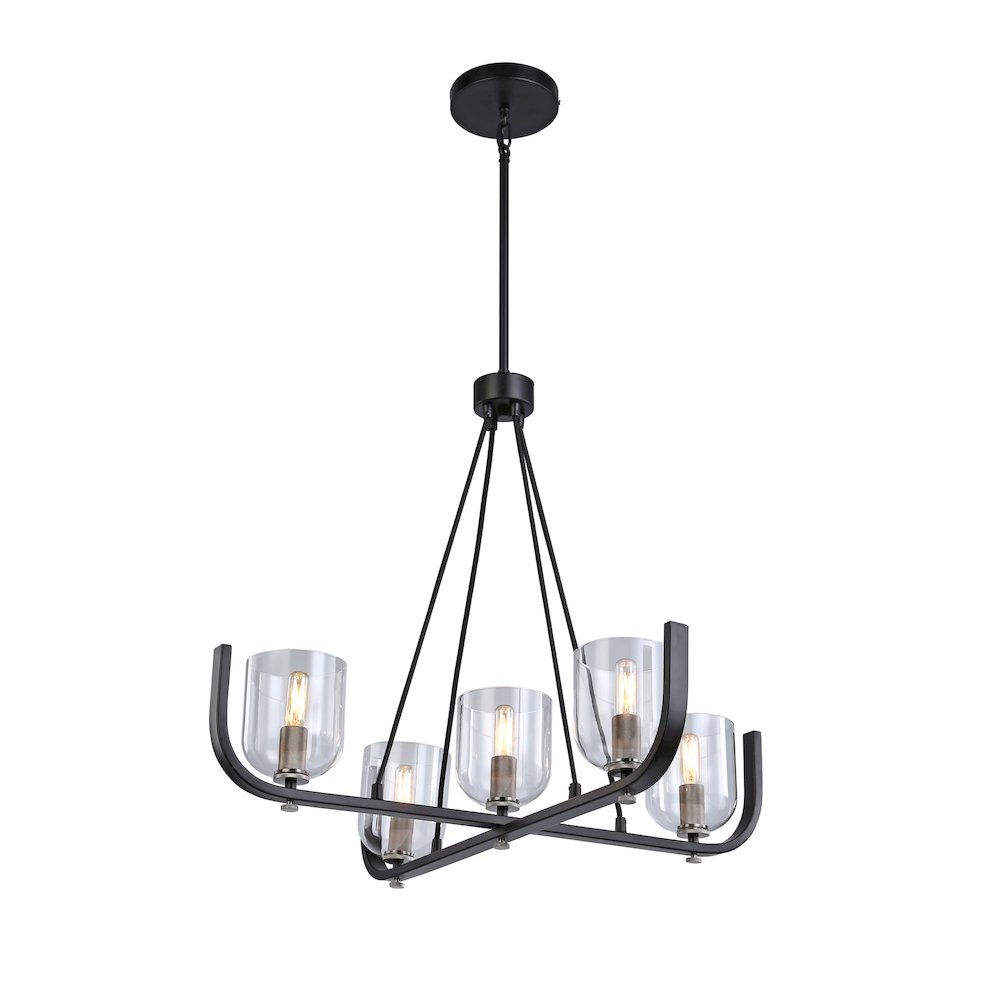 Cheshire Collection 5Light Chandelier, Black & Nickel. Picture 2