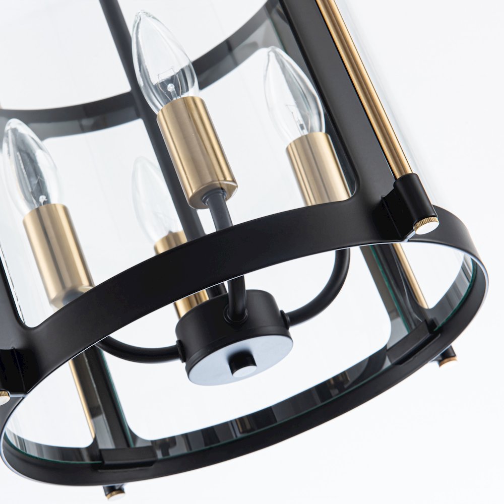 Bonita Collection 4Light 13" Pendant Black and Brushed Brass. Picture 5