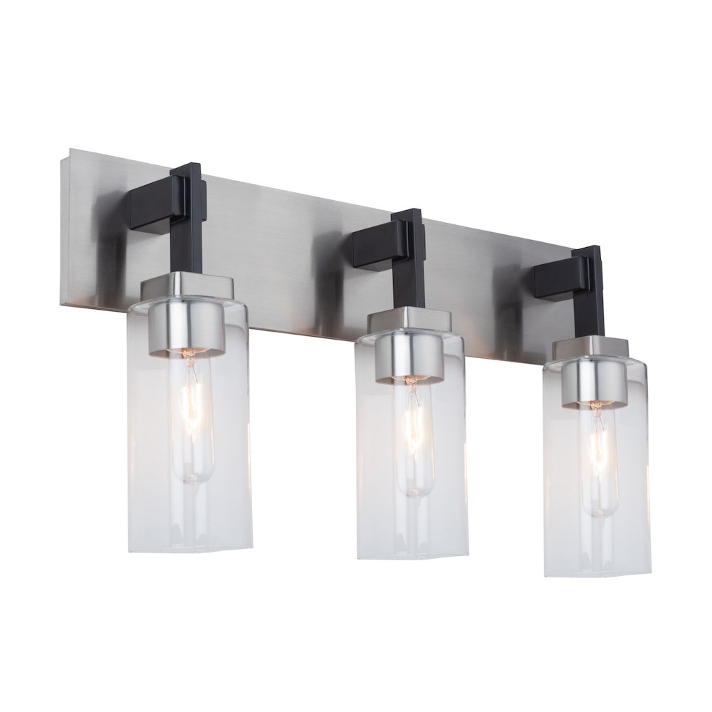 Arlington Collection 3Light Bathroom Vanity Fixture Satin Nickel. Picture 2