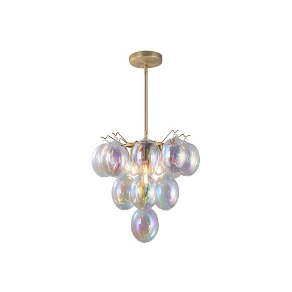 Globo Collection 5Light Chandelier Iridescent and Brass. Picture 1