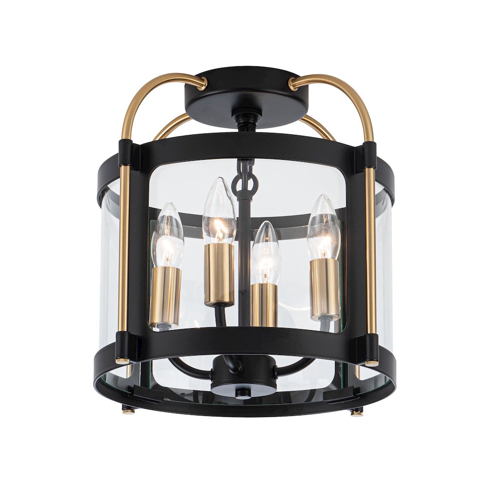 Bonita Collection 4Light Flush Mount Black and Brushed Brass. Picture 1