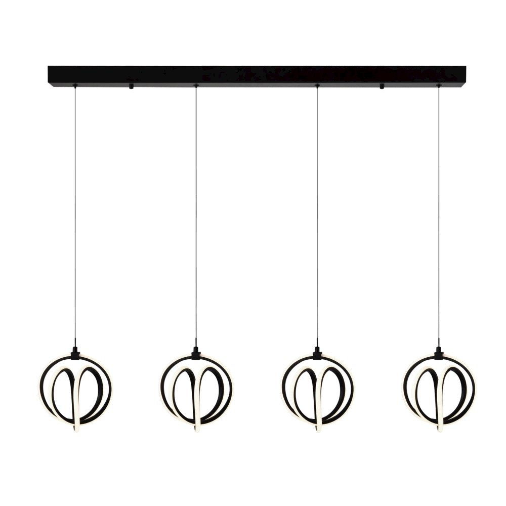 Rose 4 Light LED Chandelier Black. Picture 1