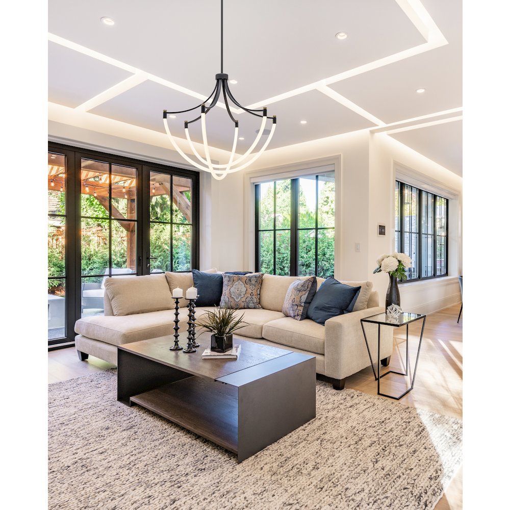 Cascata Collection 3Light Chandelier Black and Brushed Brass. Picture 4