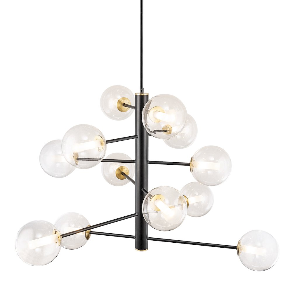 Aurelia Collection 12Light Chandelier Black and Brushed Brass. Picture 3