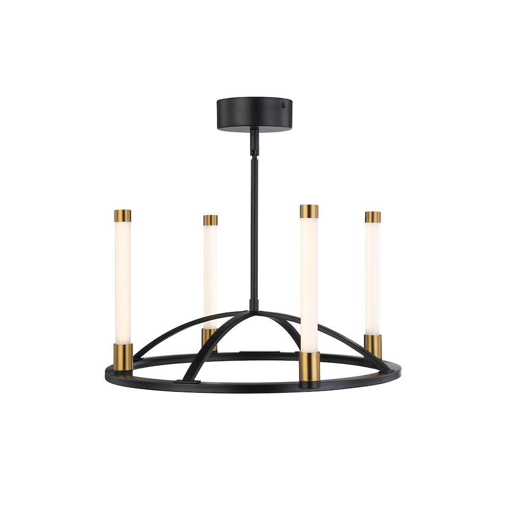 Infiniti Collection 4Light Integrated LED Chandelier, Matte Black & Brass. Picture 3