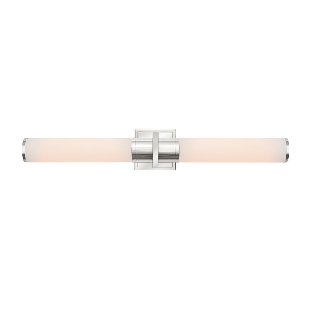 Positano - 2-Light Bathroom Vanity Light - White Glass/Polished Nickel. Picture 1