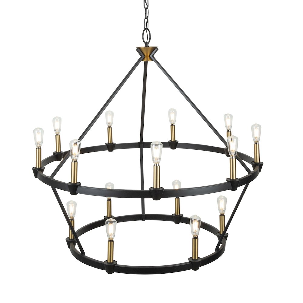Notting Hill Collection 15Light Chandelier Black and Brushed Brass. Picture 6