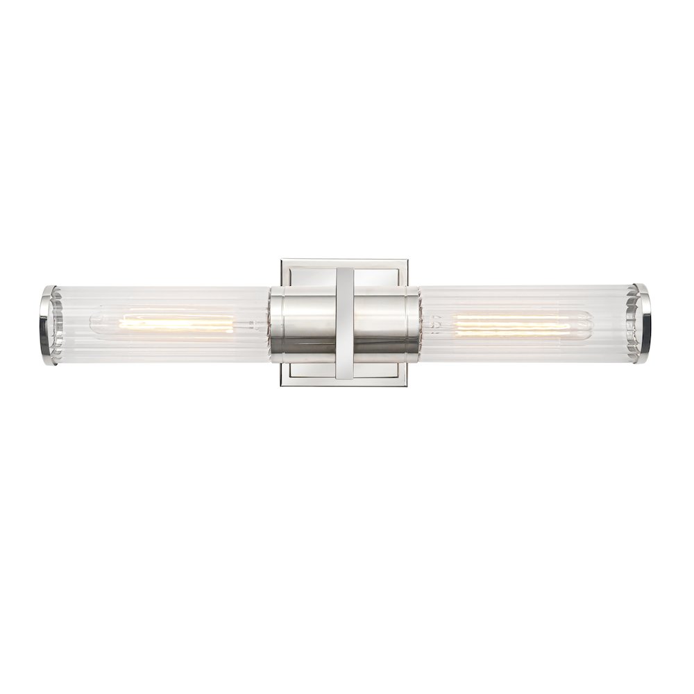 2Light Bathroom Vanity Light Polished Nickel and Clear Glass. Picture 2