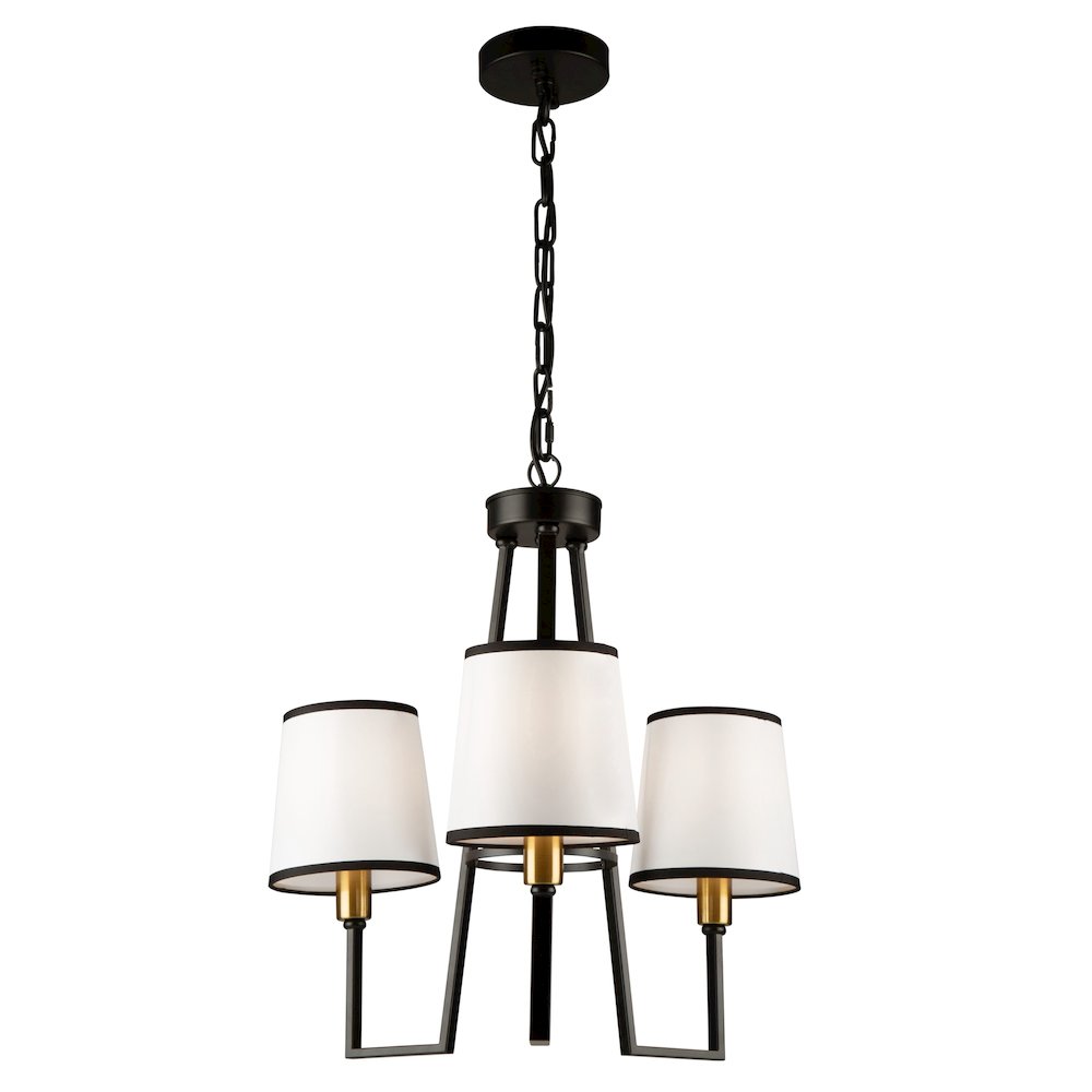 Coco 3 Light Chandelier Black and Gold. Picture 2