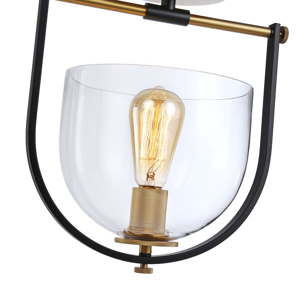 Cheshire Collection 1Light SemiFlush Mount, Black & Brass. Picture 3