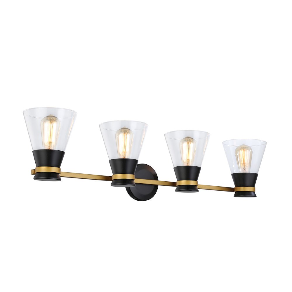Kanata Collection 4Light Vanity Light, Black & Brushed Brass. Picture 2