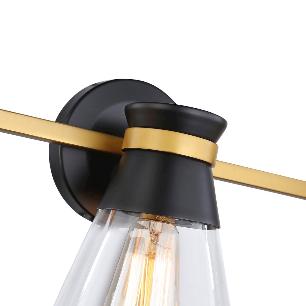 Kanata Collection 3Light Vanity Light, Black & Brushed Brass. Picture 6