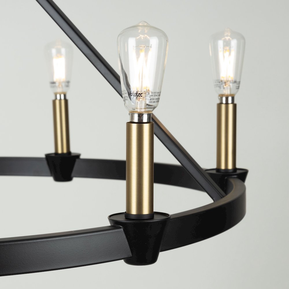 Notting Hill Collection 6Light Chandelier Black and Brushed Brass. Picture 8