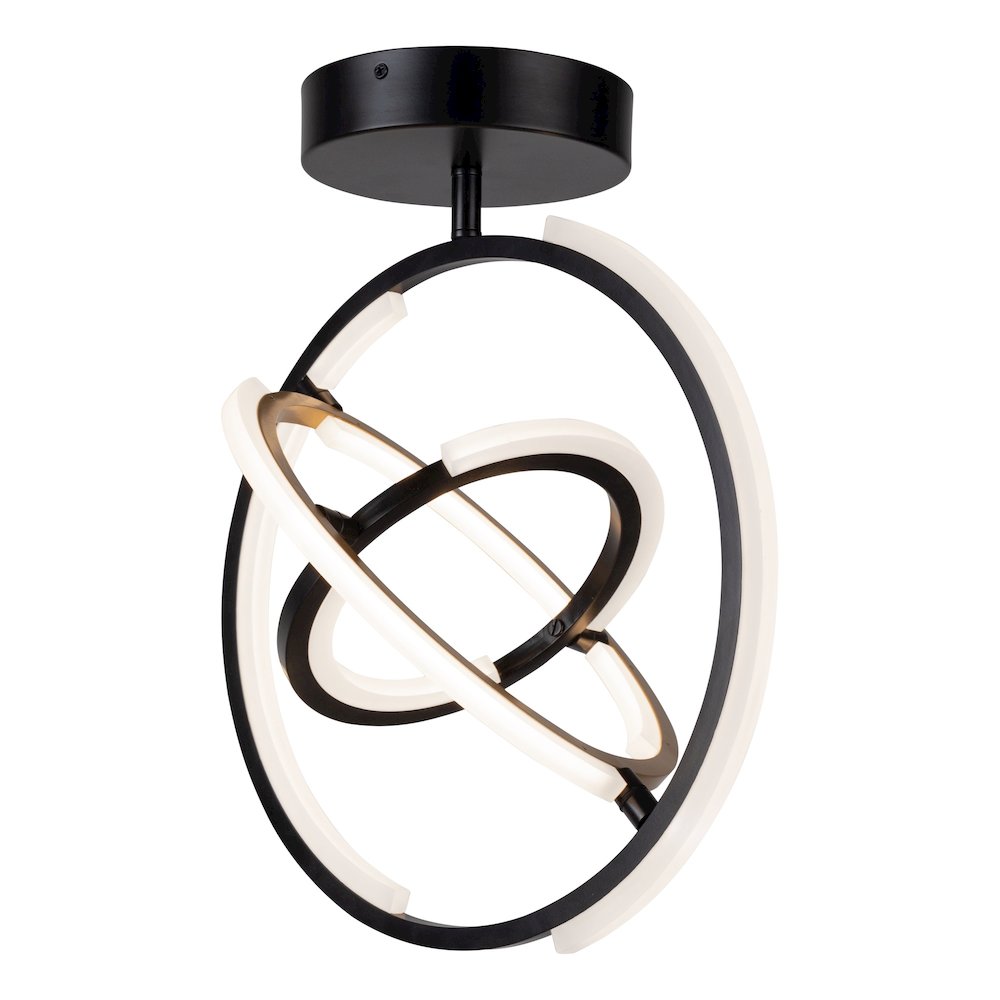 Trilogy Collection Integrated LED SemiFlush Mount, Black & Brass. Picture 3