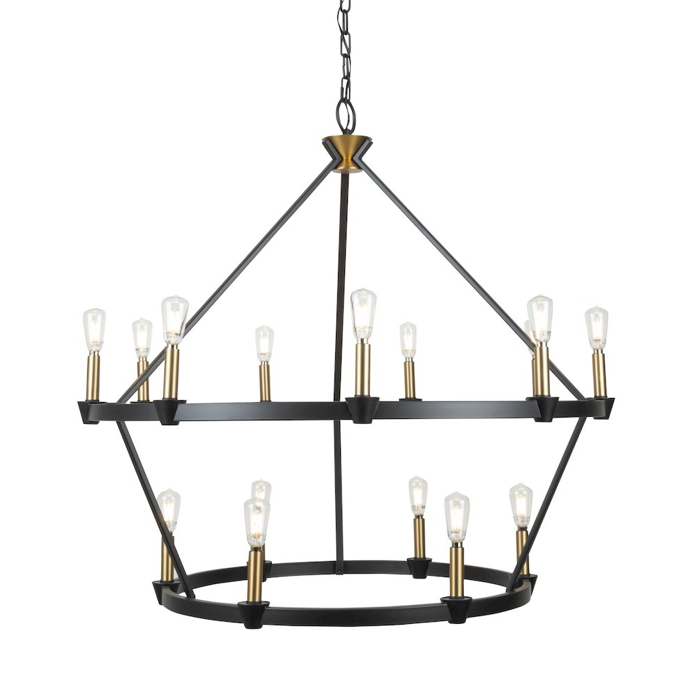 Notting Hill Collection 15Light Chandelier Black and Brushed Brass. Picture 5