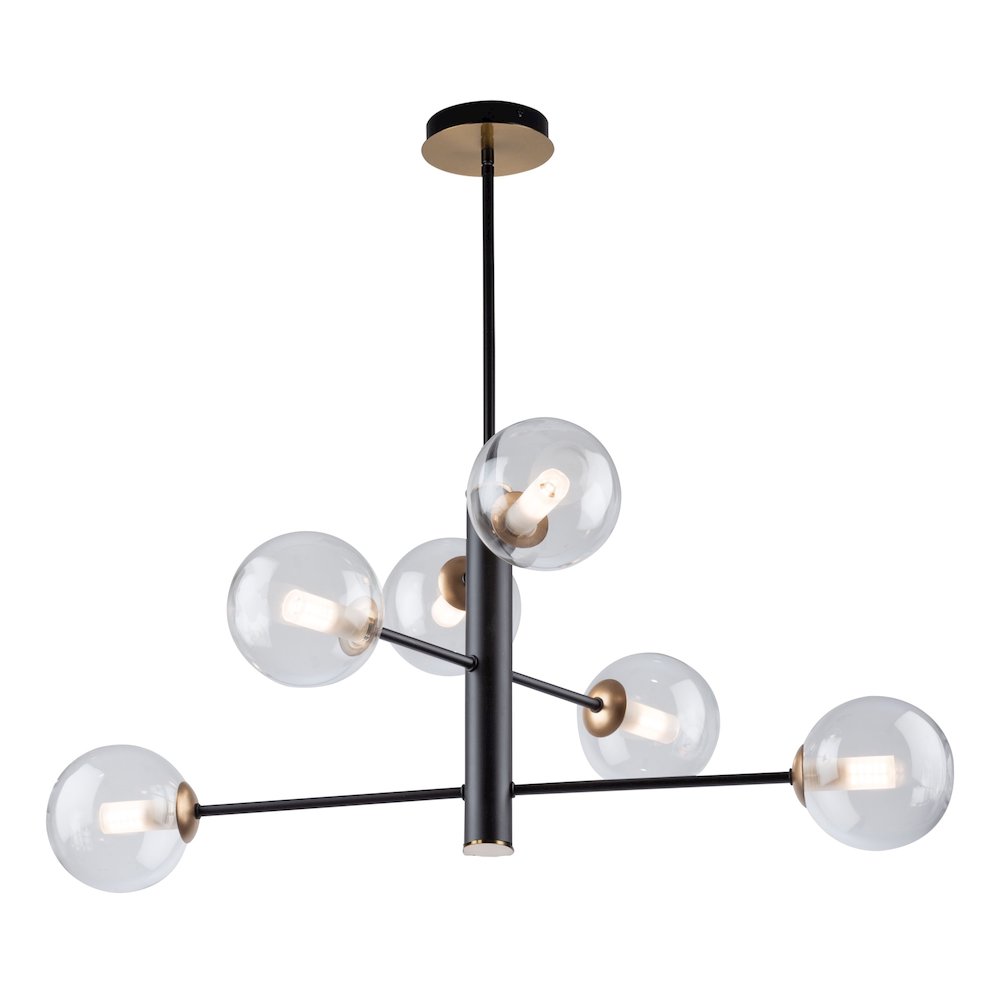 Aurelia Collection 6Light Chandelier, Matte Black & Brass. Picture 1