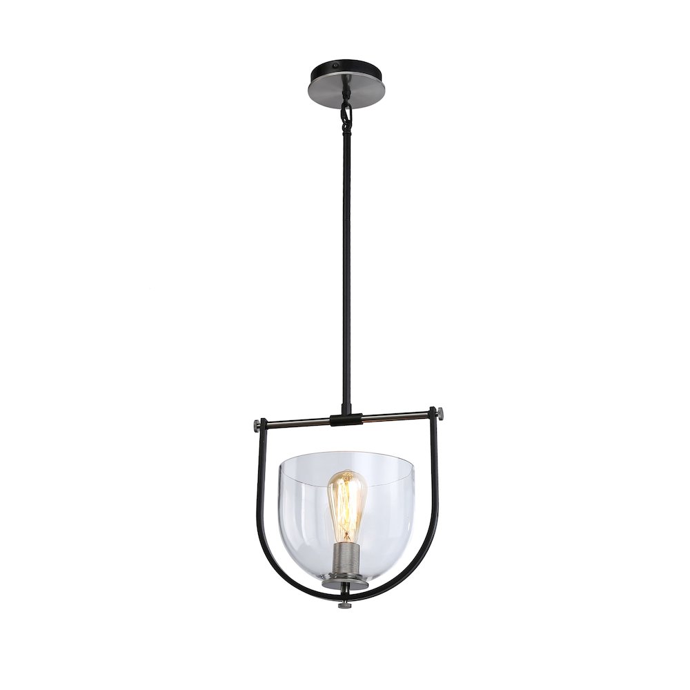 Cheshire Collection 1Light Pendant, Black & Nickel. Picture 1