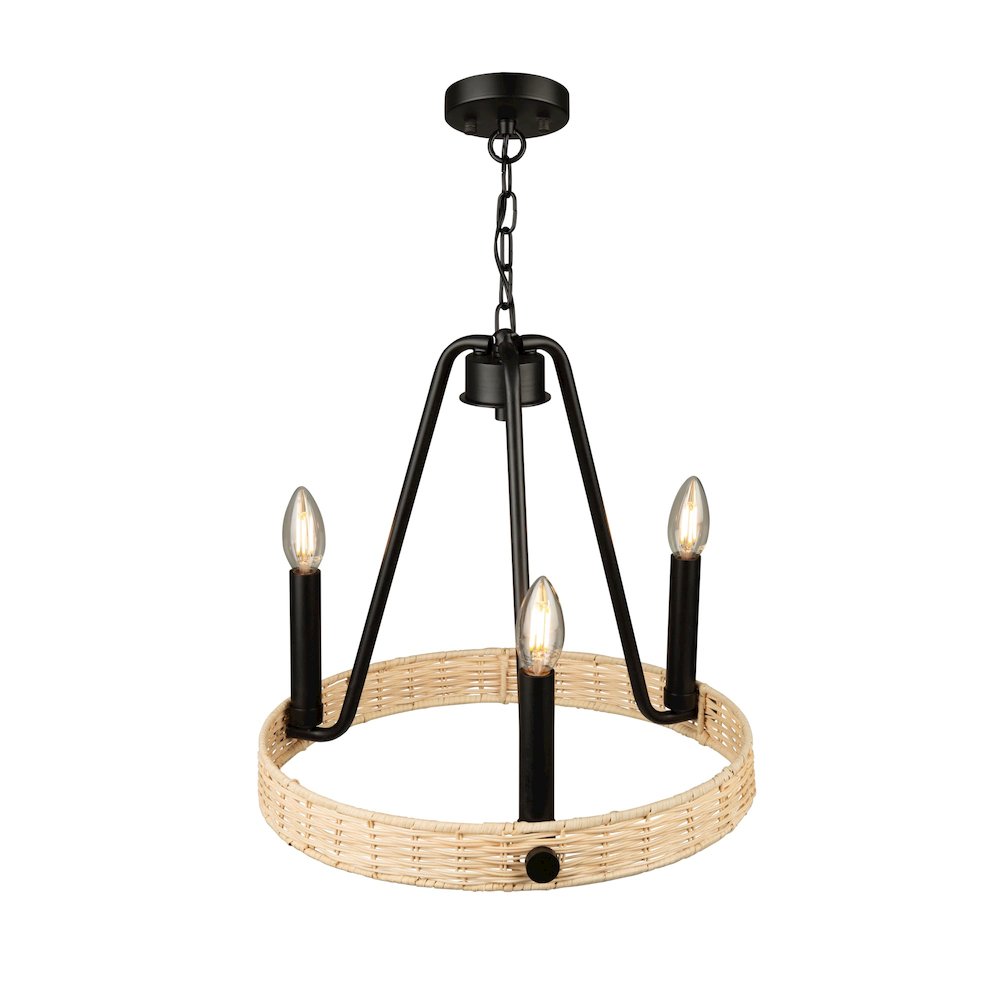 Perris 3 Light Chandelier Black. Picture 7