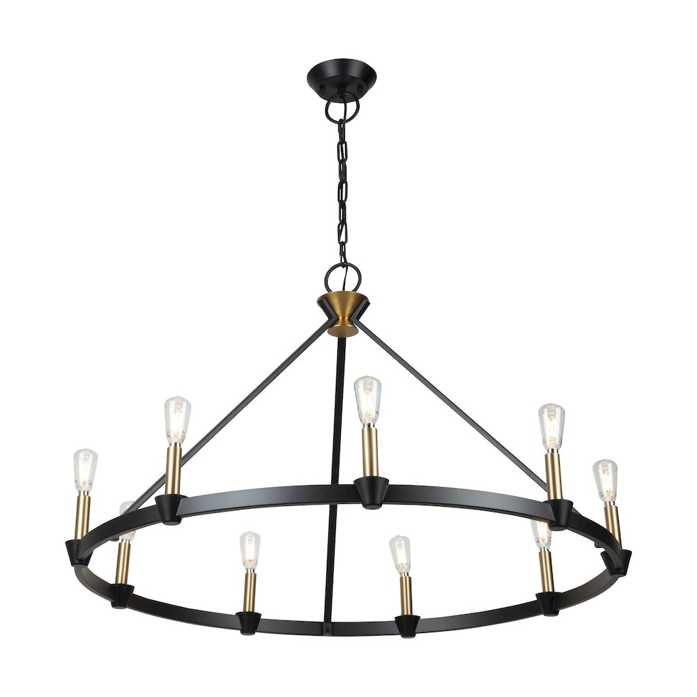 Notting Hill Collection 9Light Chandelier Black and Brushed Brass. Picture 3