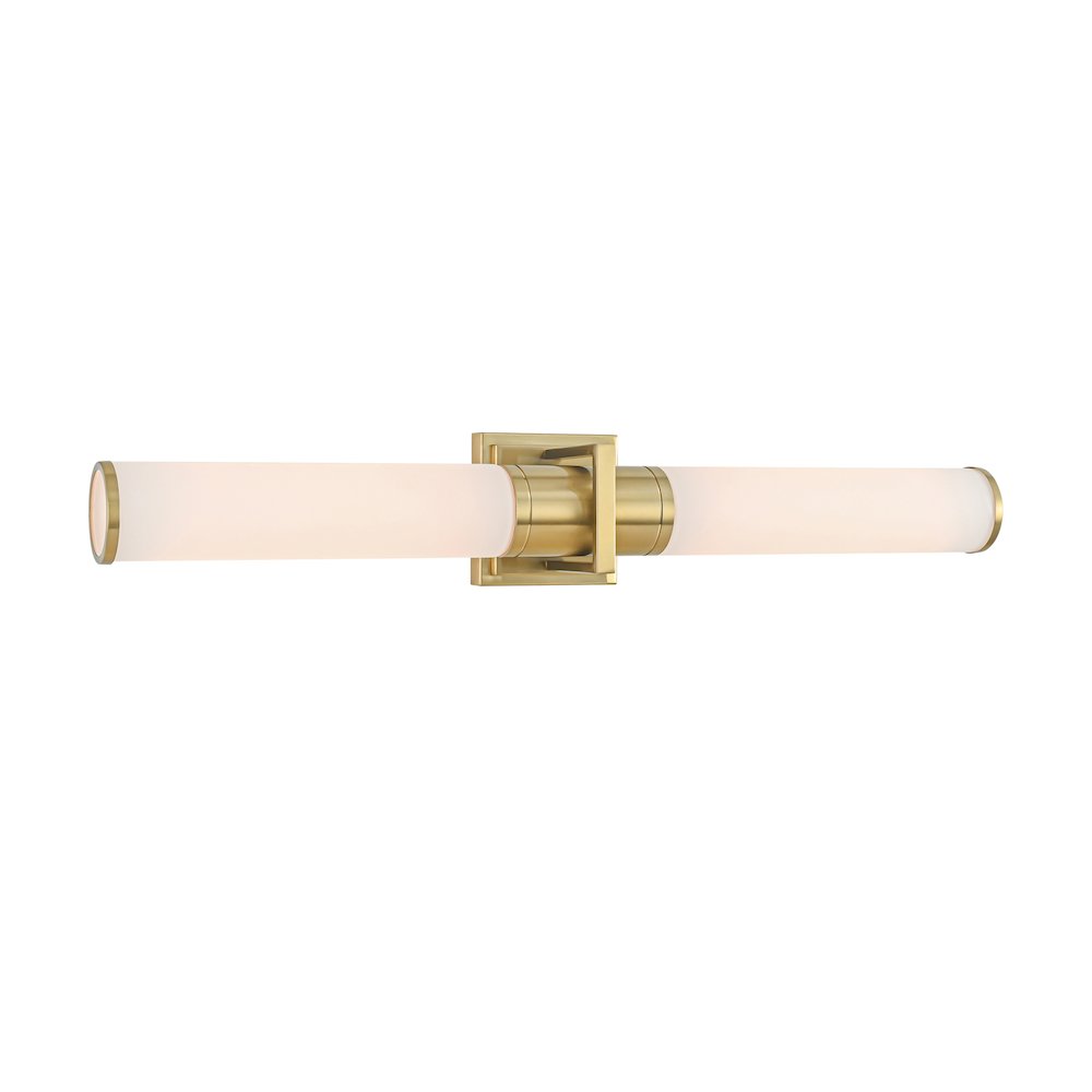 Positano - 2-Light Bathroom Vanity Light - White Glass/Satin Brass. Picture 2