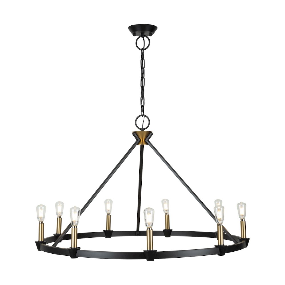 Notting Hill Collection 9Light Chandelier Black and Brushed Brass. Picture 5