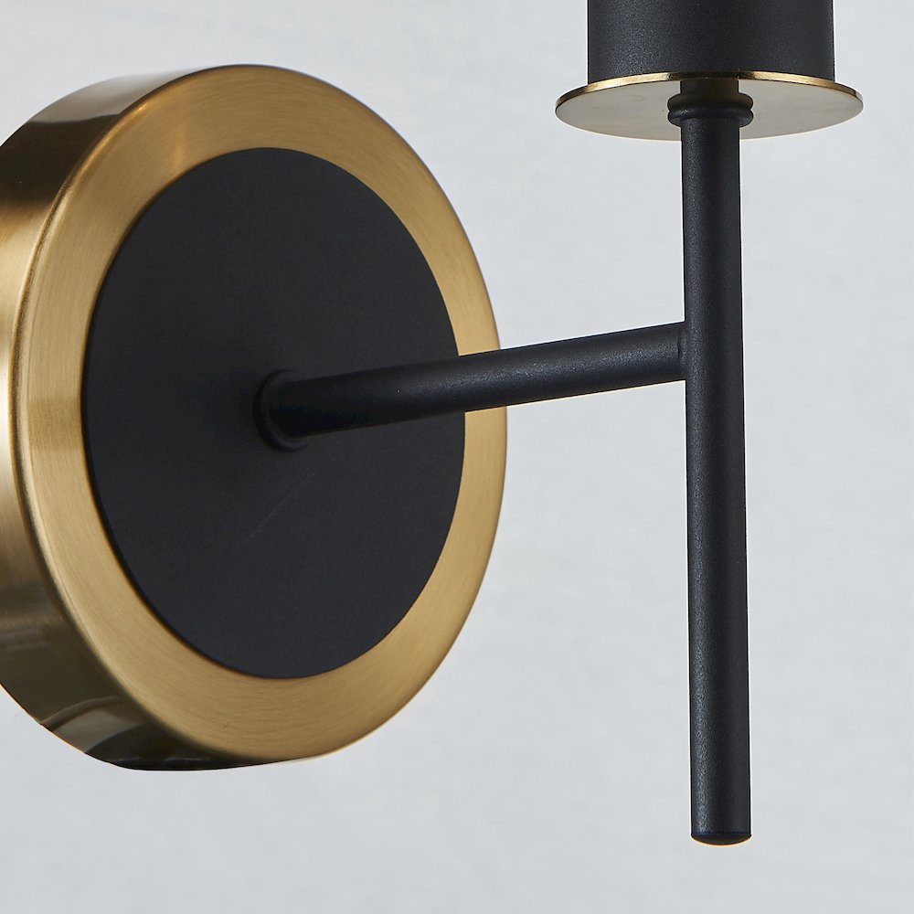Gem Collection 1Light Sconce with Amber Glass Black and Brushed Brass. Picture 7