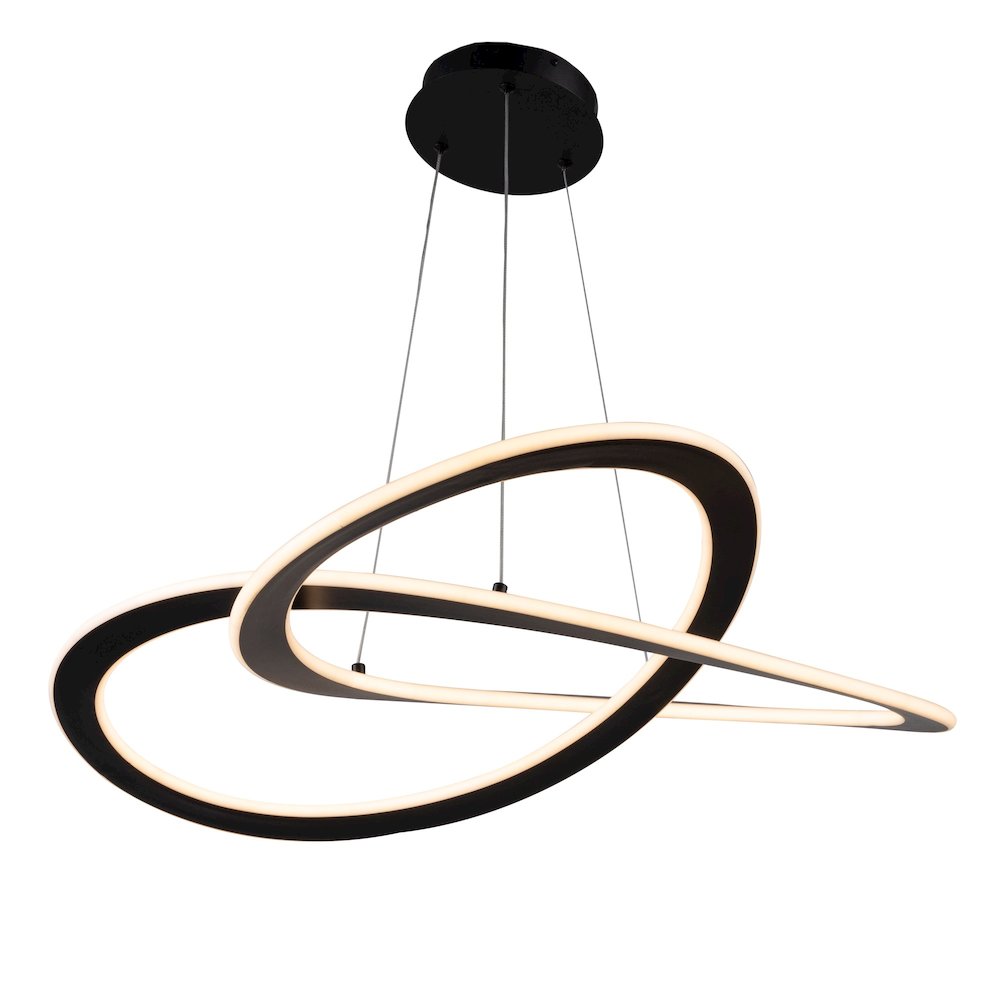 Wave Collection Integrated LED Chandelier, Black. Picture 1