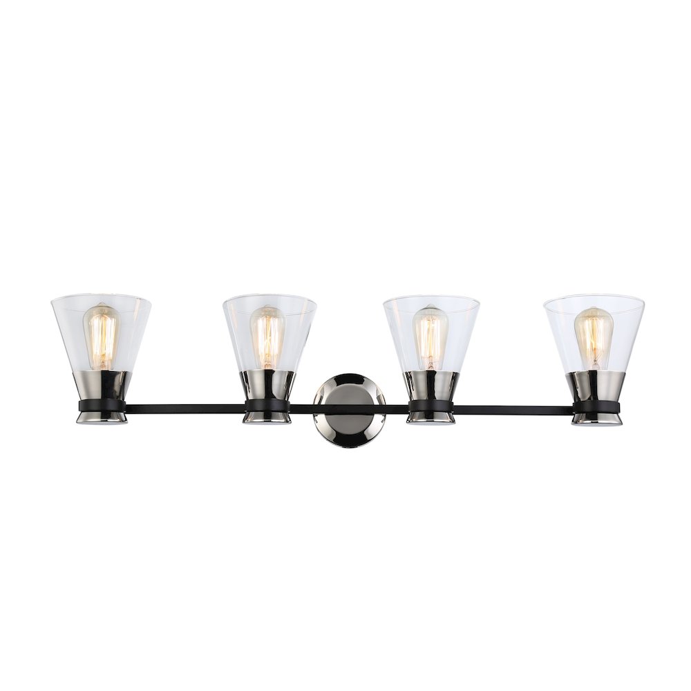 Kanata Collection 4Light Vanity Light, Black & Brushed Nickel. Picture 4