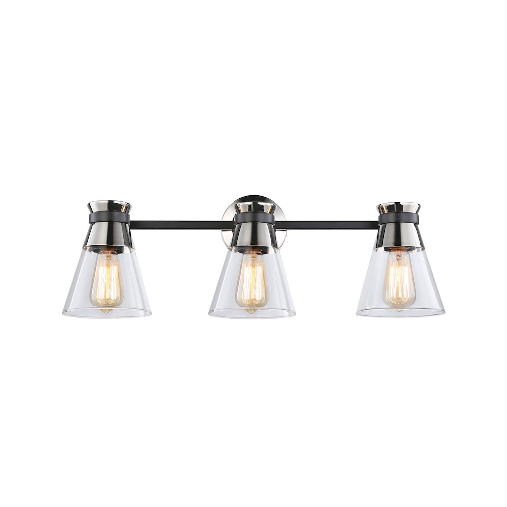 Kanata Collection 3Light Vanity Light, Black & Brushed Nickel. Picture 3