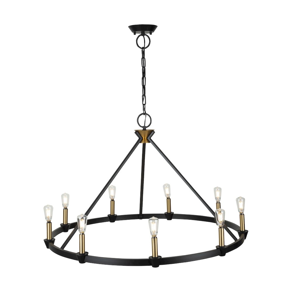 Notting Hill Collection 9Light Chandelier Black and Brushed Brass. Picture 6