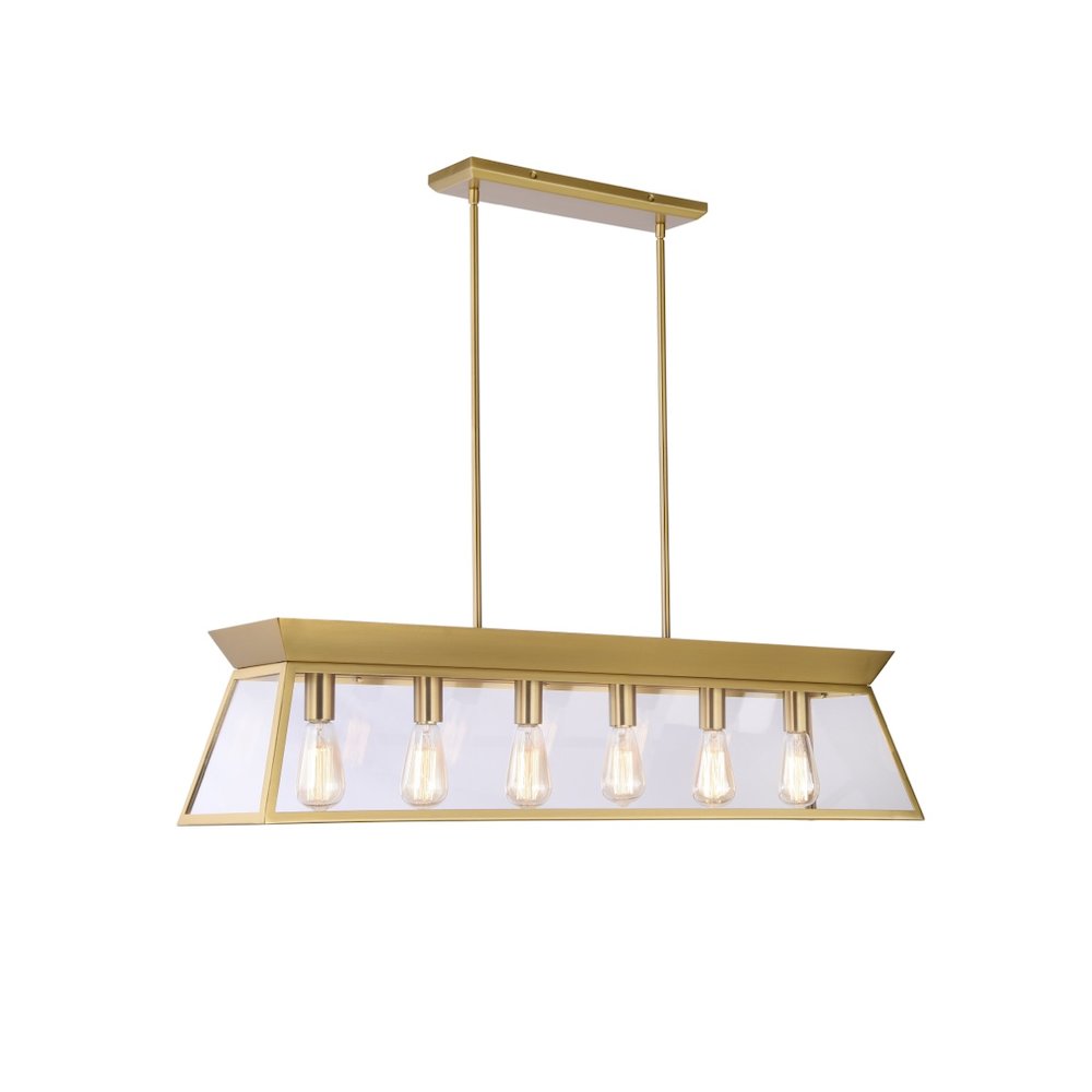 Lucian Linear Island Chandelier Brushed Brass. Picture 5