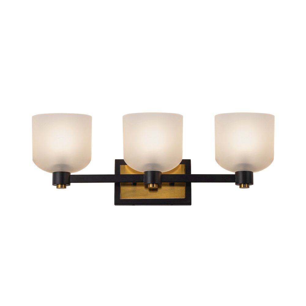Lyndon Collection 3Light Bathroom Vanity Black and Brushed Brass. Picture 4