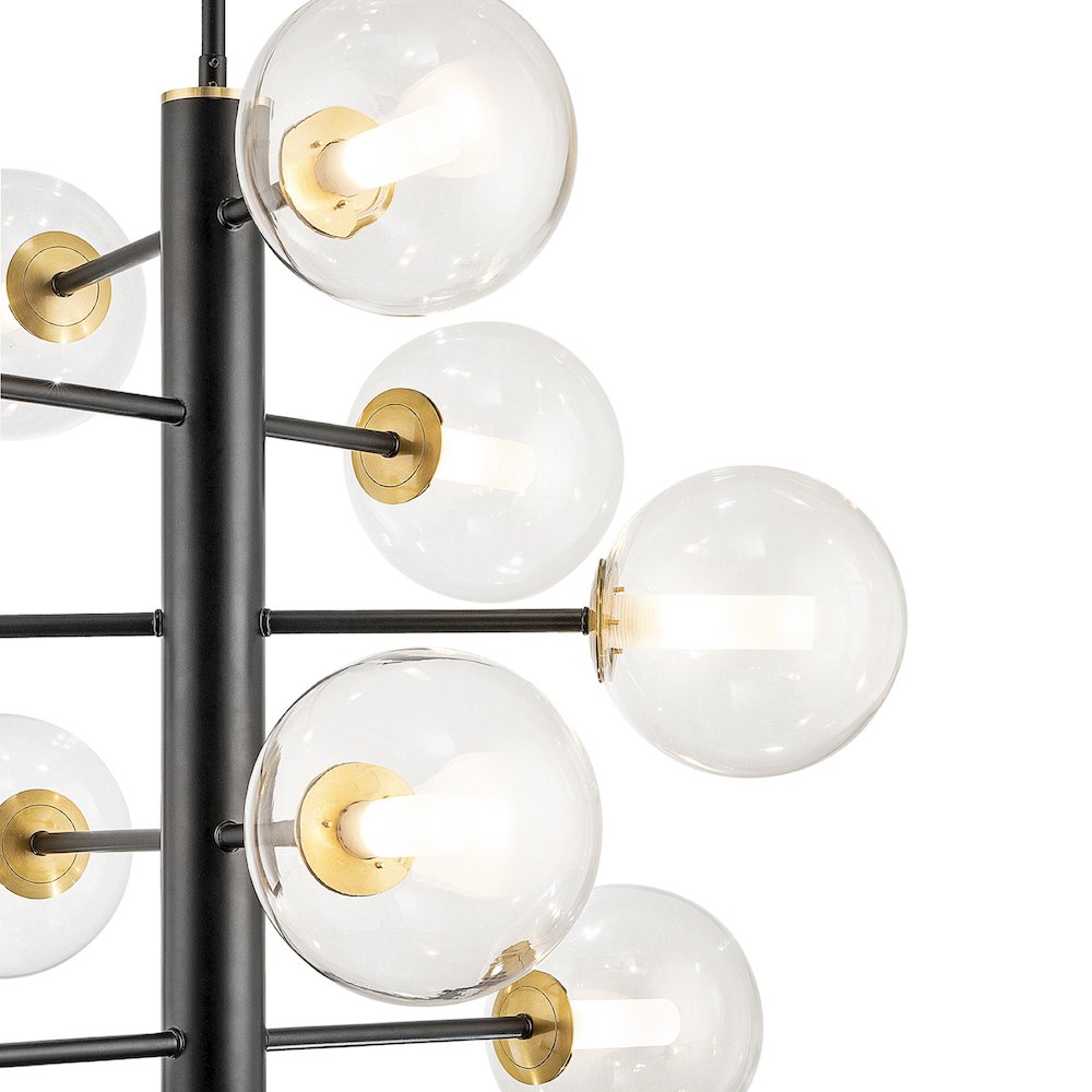 Aurelia Collection 12Light Chandelier Black and Brushed Brass. Picture 5