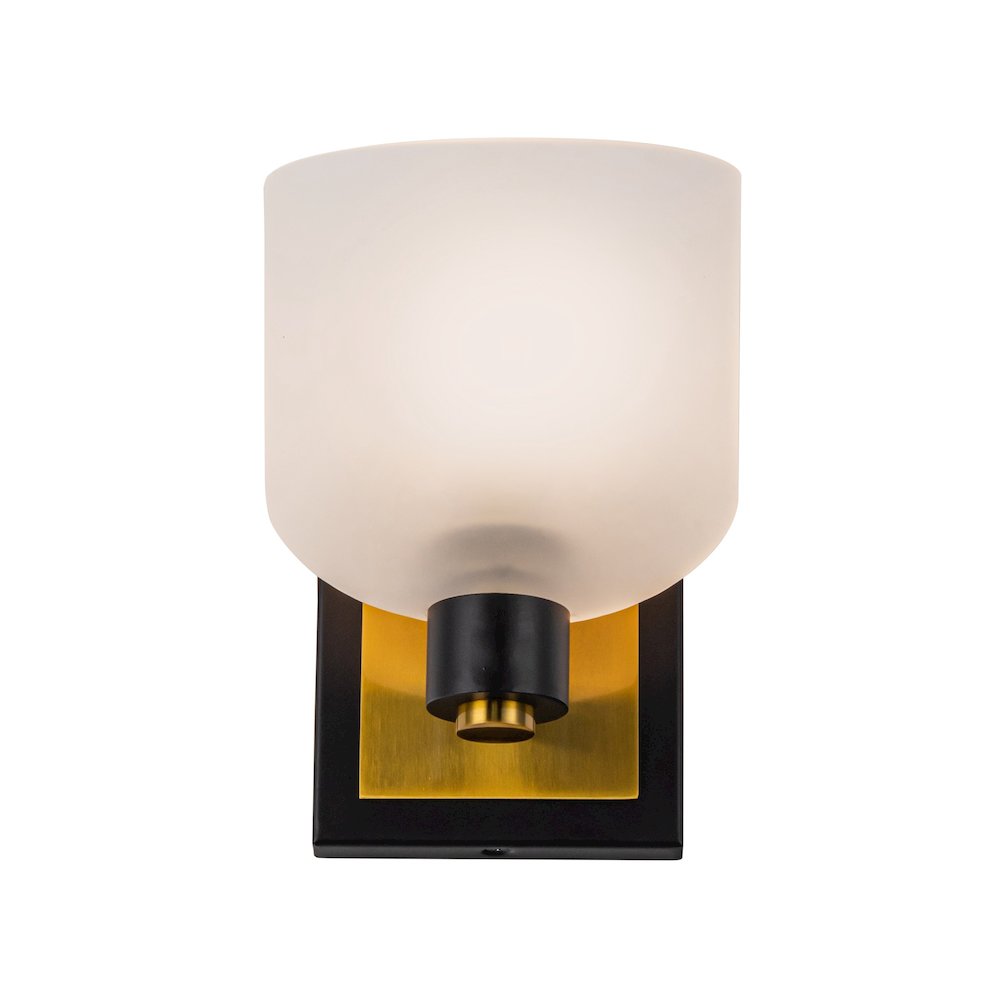Lyndon Collection 1Light Bathroom Sconce Black and Brushed Brass. Picture 4
