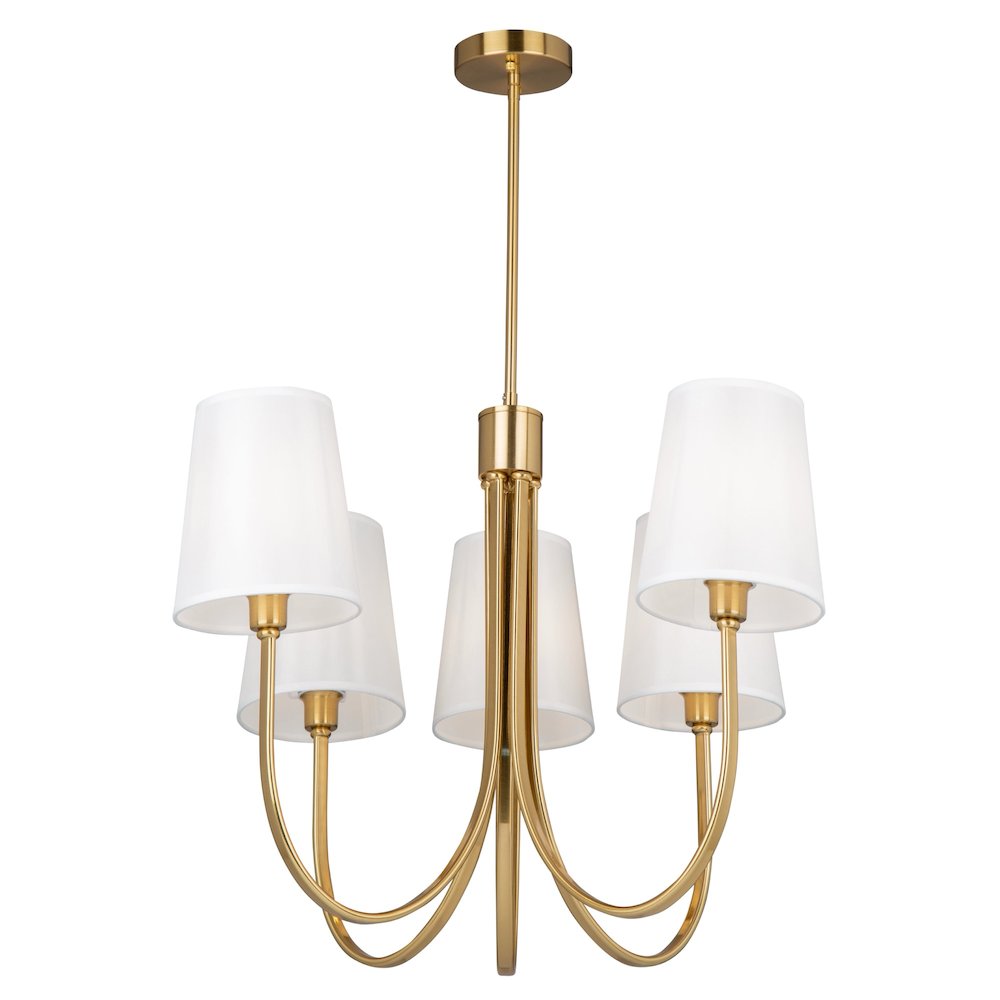 Rhythm 5 Light Chandelier Brushed Gold. Picture 1
